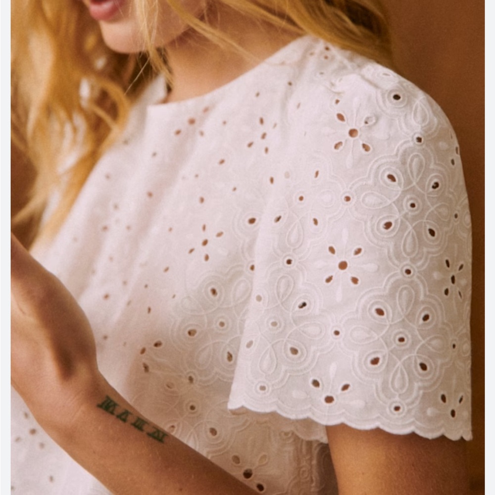 Sezane White Eyelet Blouse